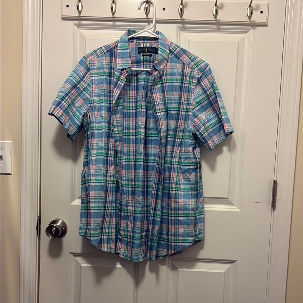 Ralph Lauren Blue and Pink Button Down Shirt